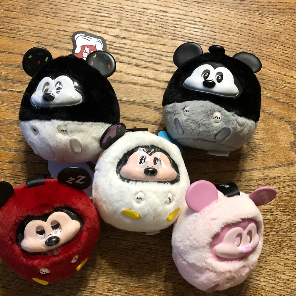 Disney Plush Mickey Ear Pouch Set in Black, White, Gray, Red, Pink Miniso